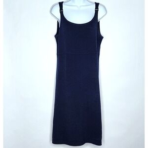 ST JOHN SPORT Navy Blue Knit Sleeveless Pull-over Sheath Dress Size M